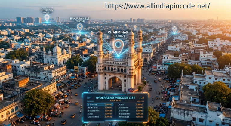 Hyderabad IT hub pincode map showing Madhapur, Gachibowli and Hitech City areas