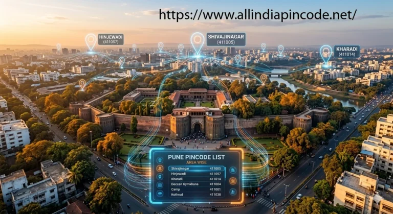 Pune pincode area wise map showing all major locations