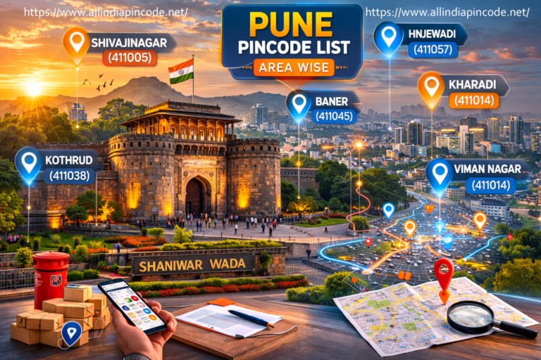 Pune Pincode Area Wise Map Showing Major Locations