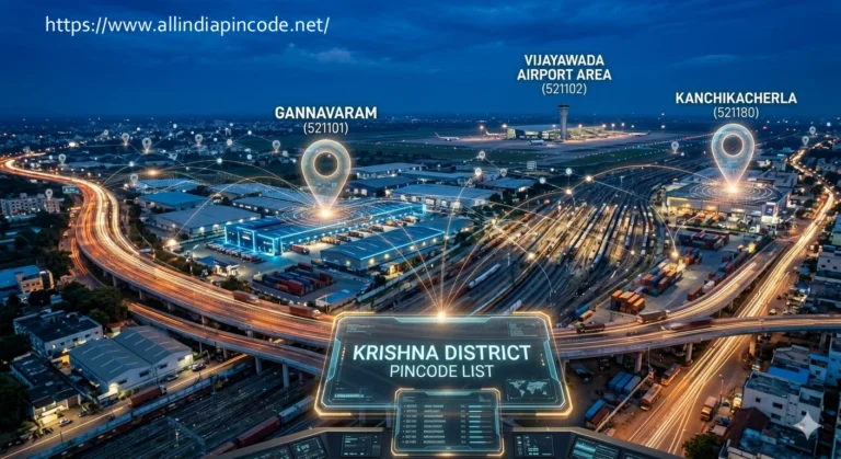 Krishna District pincode map showing Vijayawada, Machilipatnam, Gudivada area wise postal codes 2026